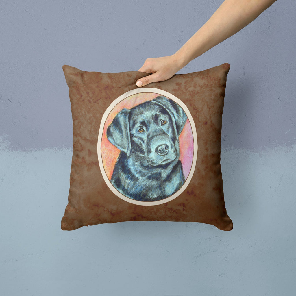 Black Labrador Decorative Throw Pillow 14x14 Indoor Outdoor Accent Cushion, Fabric Cover with Insert for Sofa, Bed, Porch & Living Room