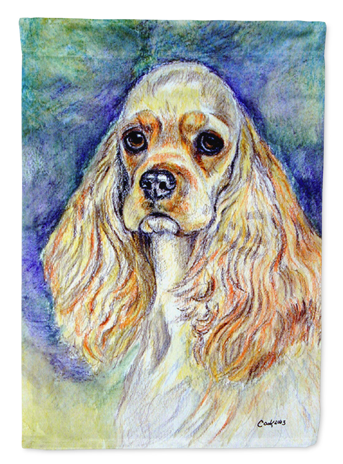 Buff Cocker Spaniel House Flag 28x40 Porch Sleeve Pole Decorative Outside Yard Banner Artwork Wall Hanging, Polyester