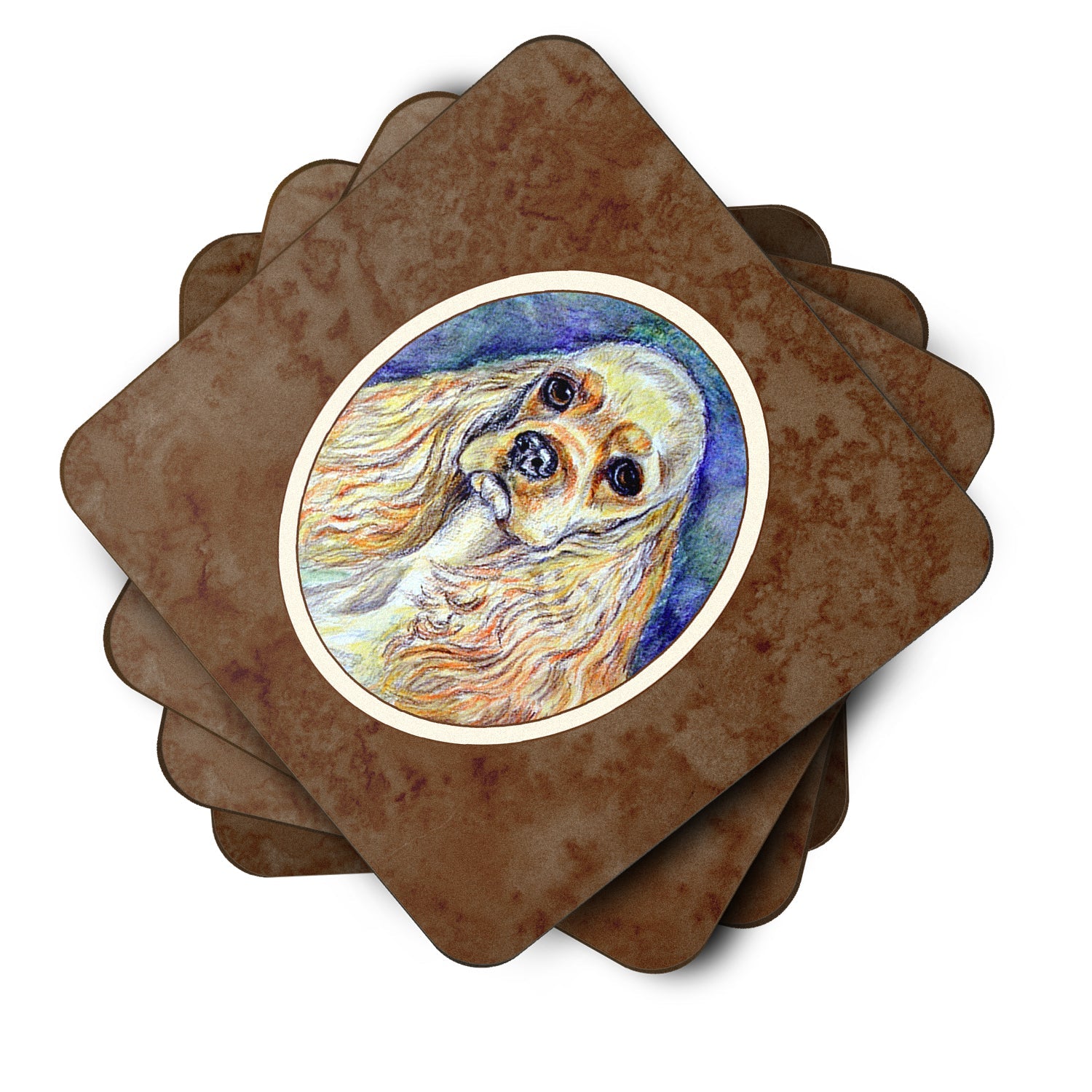 Buff Cocker Spaniel Foam Coasters Set of 4 Cup Coasters for Indoor Outdoor, Tabletop Protection, Anti Slip, Mouse pad Material