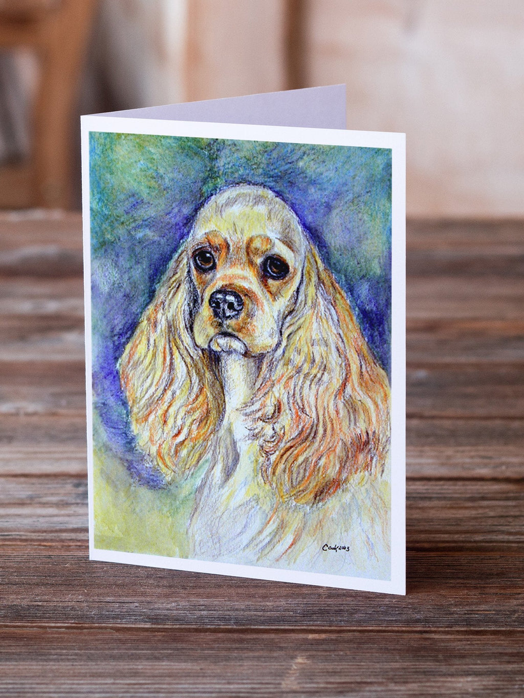 Buff Cocker Spaniel Greeting Cards Pack of 8 Blank Cards with Envelopes Whimsical A7 Size 5x7