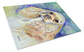Buff Cocker Spaniel Cutting Board Tempered Glass Kitchen Cutting Surface, Heat Resistant Chopping, Non-Slip Feet, Food Prep & Serving