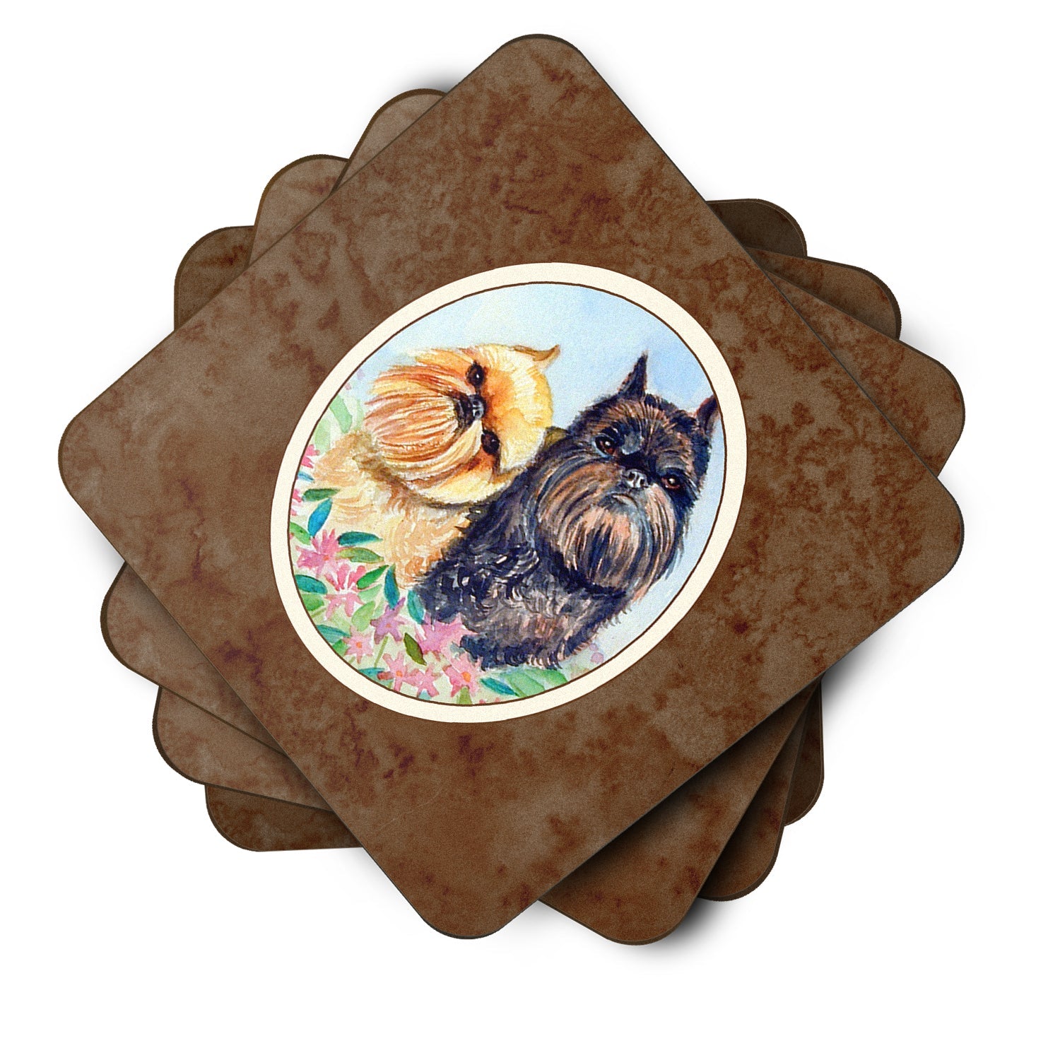 Brussels Griffon Foam Coasters Set of 4 Cup Coasters for Indoor Outdoor, Tabletop Protection, Anti Slip, Mouse pad Material