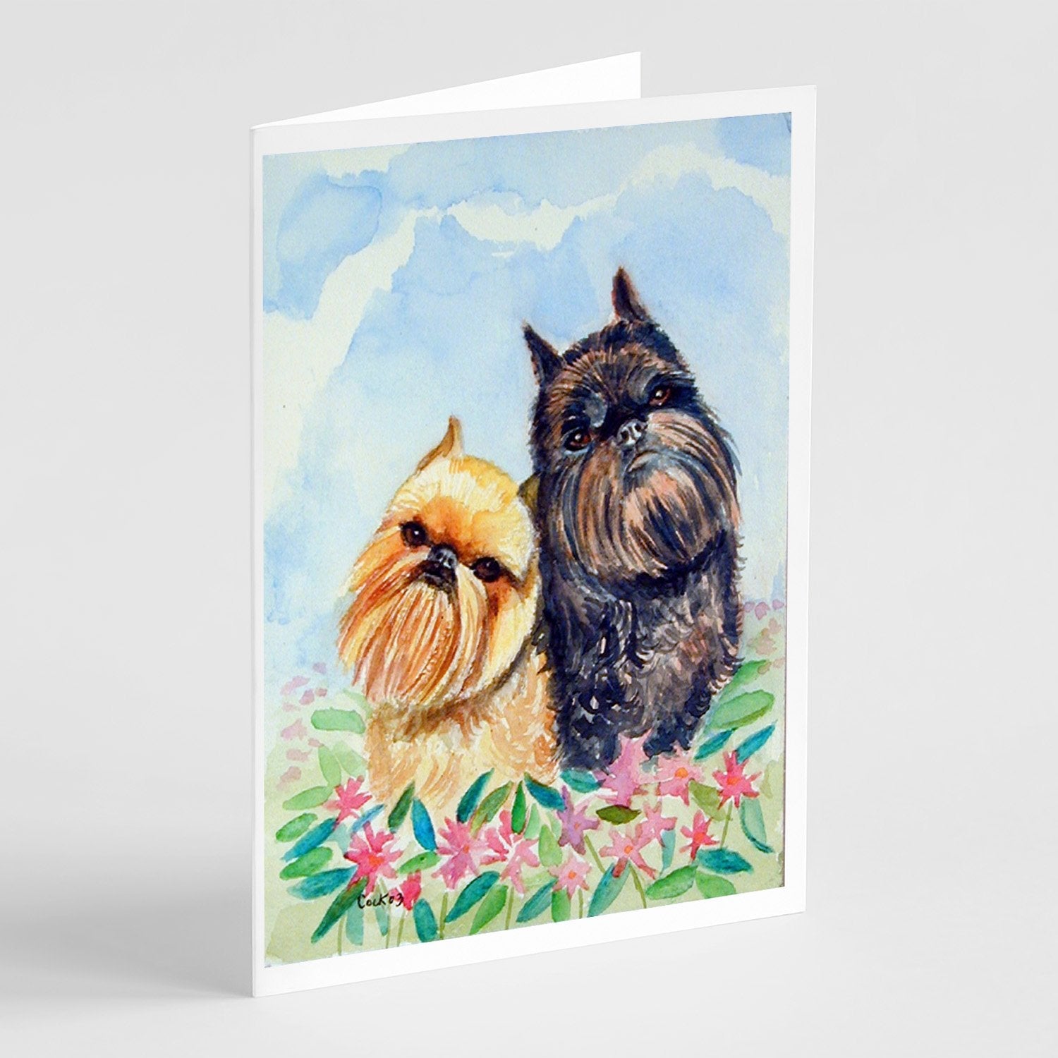 Brussels Griffon Greeting Cards Pack of 8 Blank Cards with Envelopes Whimsical A7 Size 5x7