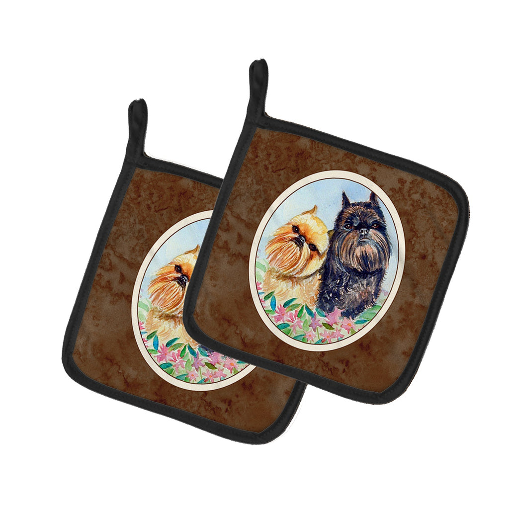 Brussels Griffon Pot Holder Set of 2 Heat Resistant Quilted Hot Pads 7.5 x 7.5 Inch, Insulated Kitchen Trivets for Cooking & Baking
