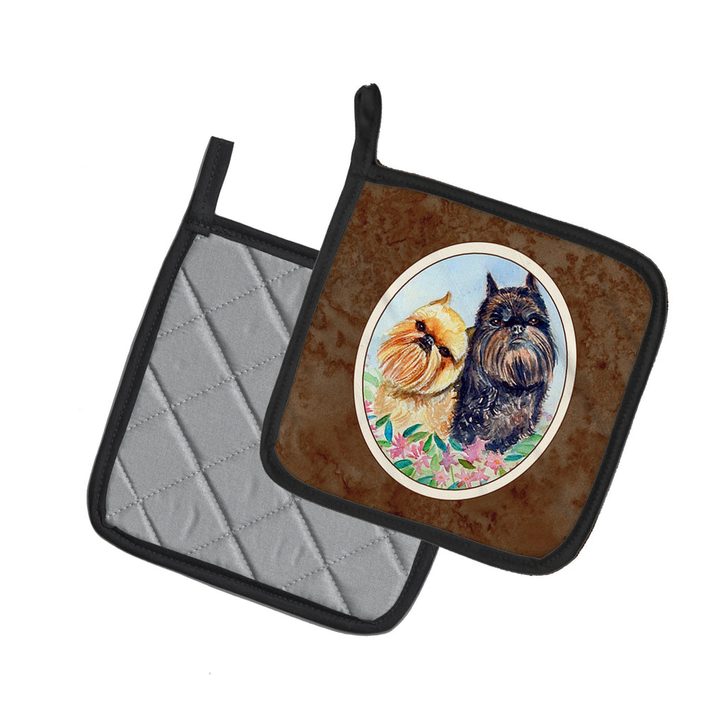 Brussels Griffon Pot Holder Set of 2 Heat Resistant Quilted Hot Pads 7.5 x 7.5 Inch, Insulated Kitchen Trivets for Cooking & Baking