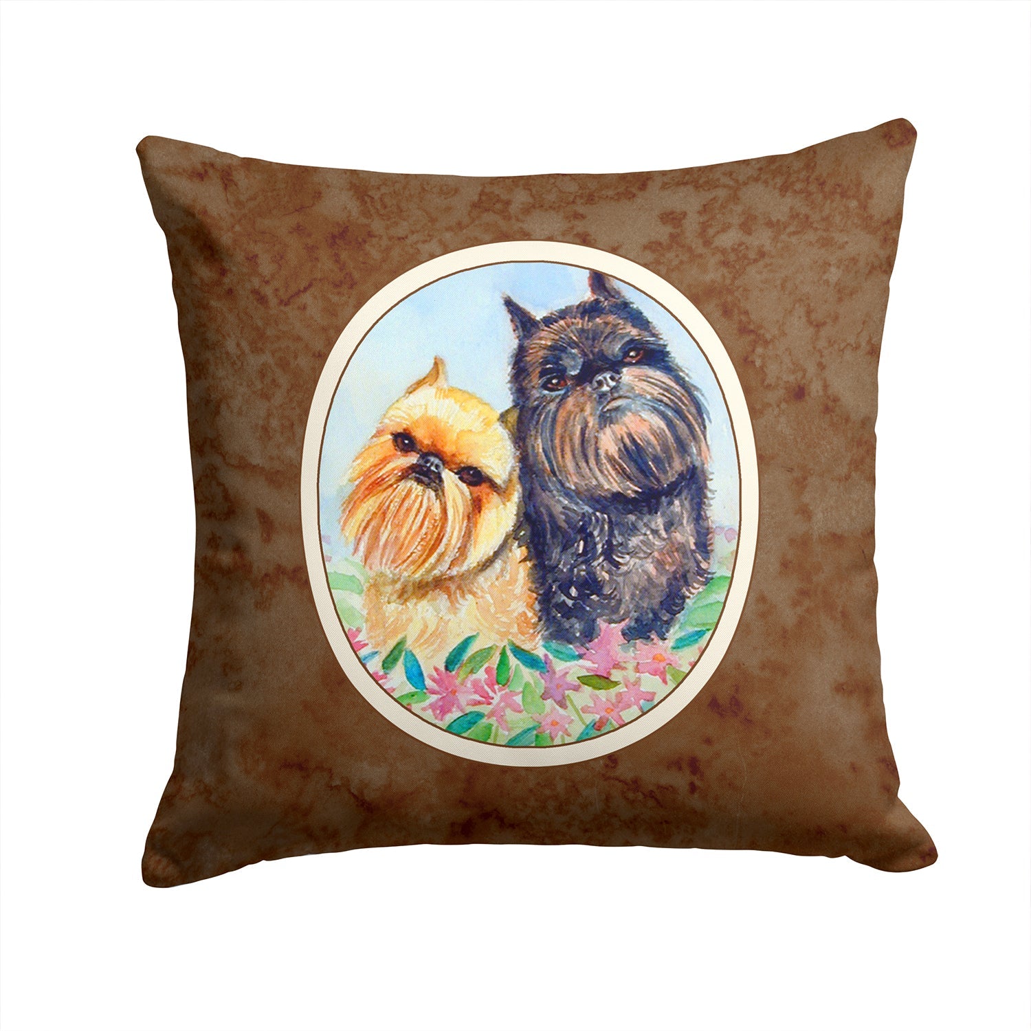 Brussels Griffon Decorative Throw Pillow 14x14 Indoor Outdoor Accent Cushion, Fabric Cover with Insert for Sofa, Bed, Porch & Living Room