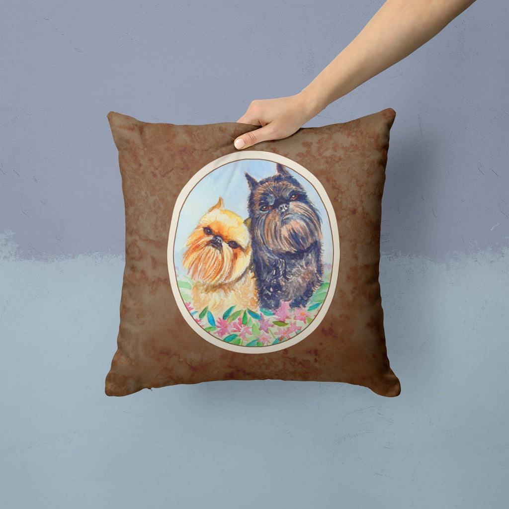 Brussels Griffon Decorative Throw Pillow 14x14 Indoor Outdoor Accent Cushion, Fabric Cover with Insert for Sofa, Bed, Porch & Living Room