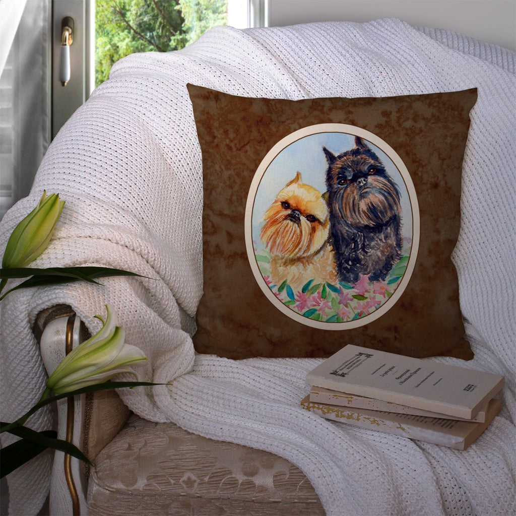 Brussels Griffon Decorative Throw Pillow 14x14 Indoor Outdoor Accent Cushion, Fabric Cover with Insert for Sofa, Bed, Porch & Living Room