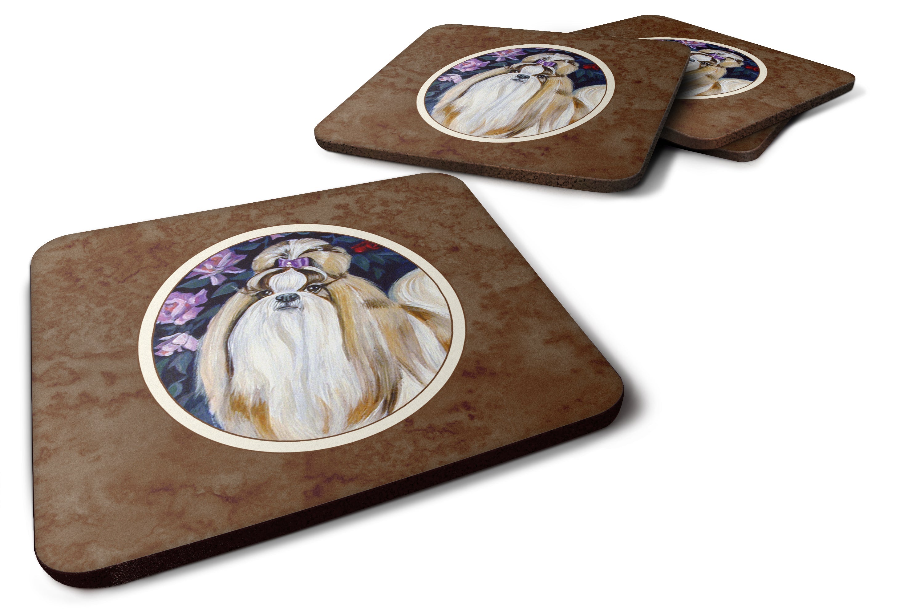 Shih Tzu Foam Coasters Set of 4 Cup Coasters for Indoor Outdoor, Tabletop Protection, Anti Slip, Mouse pad Material