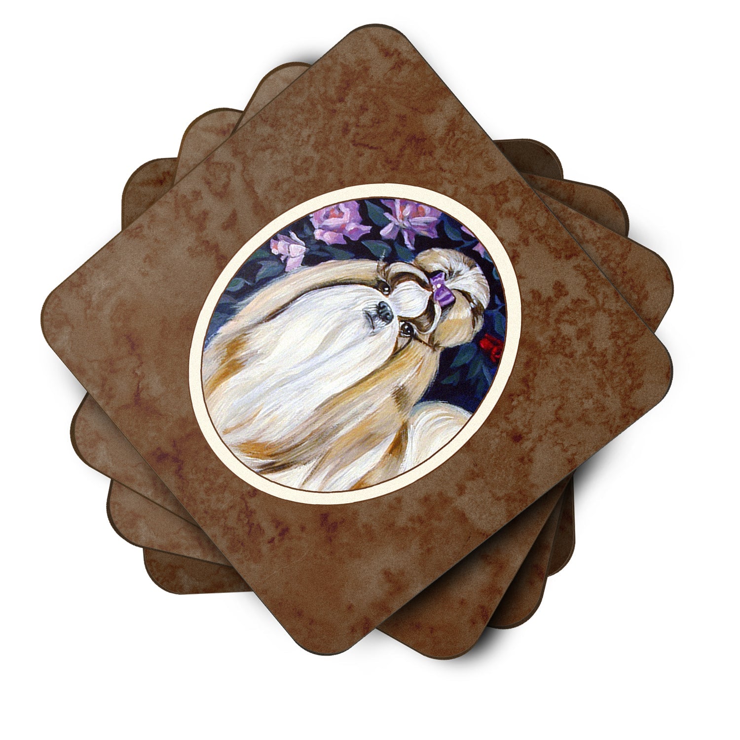 Shih Tzu Foam Coasters Set of 4 Cup Coasters for Indoor Outdoor, Tabletop Protection, Anti Slip, Mouse pad Material