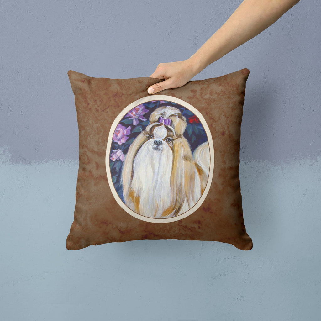 Shih Tzu Decorative Throw Pillow 14x14 Indoor Outdoor Accent Cushion, Fabric Cover with Insert for Sofa, Bed, Porch & Living Room
