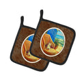 French Bulldog at the beach cottage Pot Holder Set of 2 Heat Resistant Quilted Hot Pads 7.5 x 7.5 Inch, Insulated Kitchen Trivets for Cooking & Baking