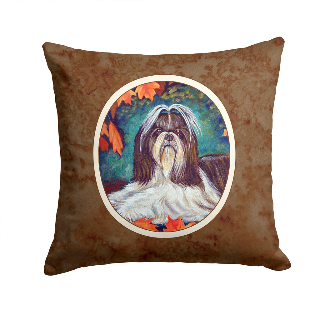 Autumn Leaves Shih Tzu Decorative Throw Pillow 14x14 Indoor Outdoor Accent Cushion, Fabric Cover with Insert for Sofa, Bed, Porch & Living Room