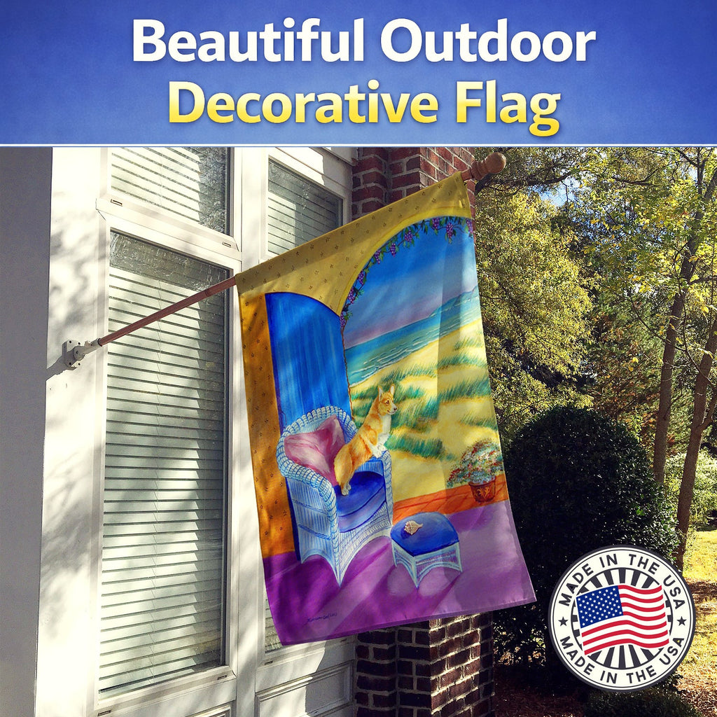 Corgi House Flag 28x40 Porch Sleeve Pole Decorative Outside Yard Banner Artwork Wall Hanging, Polyester