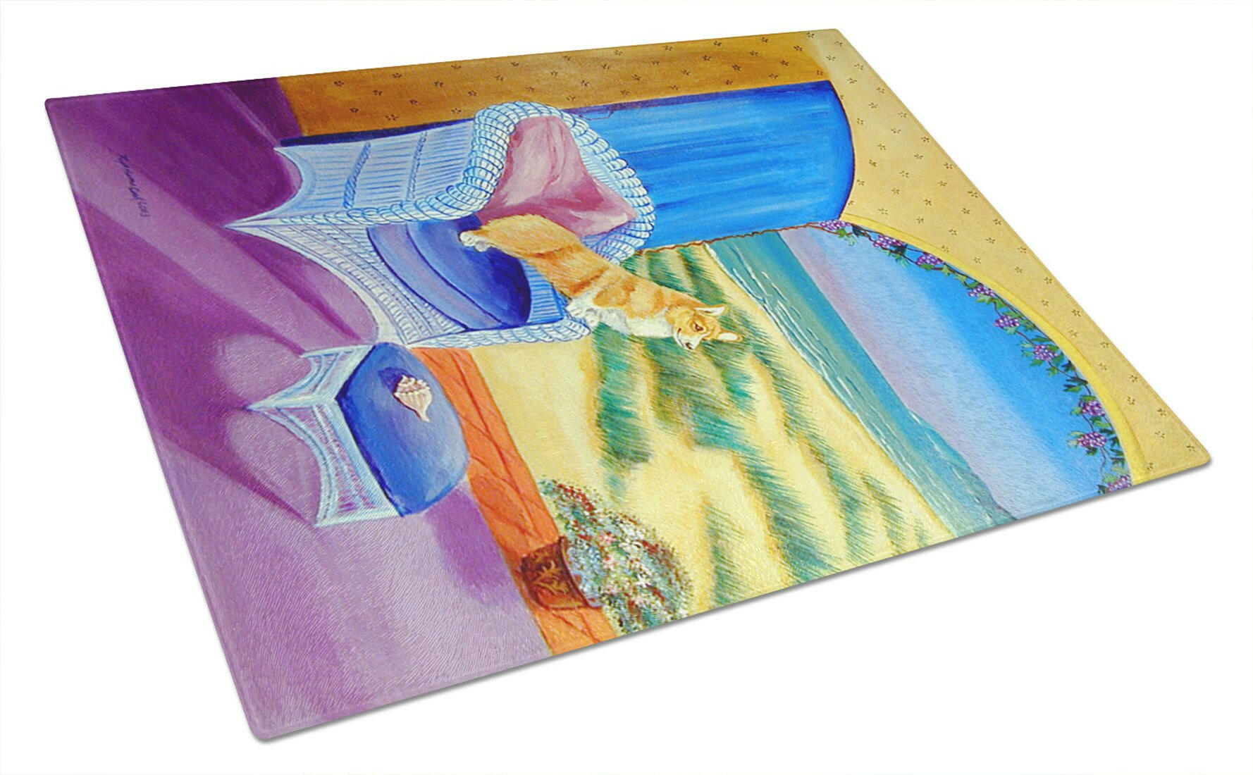 Corgi Cutting Board Tempered Glass Kitchen Cutting Surface, Heat Resistant Chopping, Non-Slip Feet, Food Prep & Serving