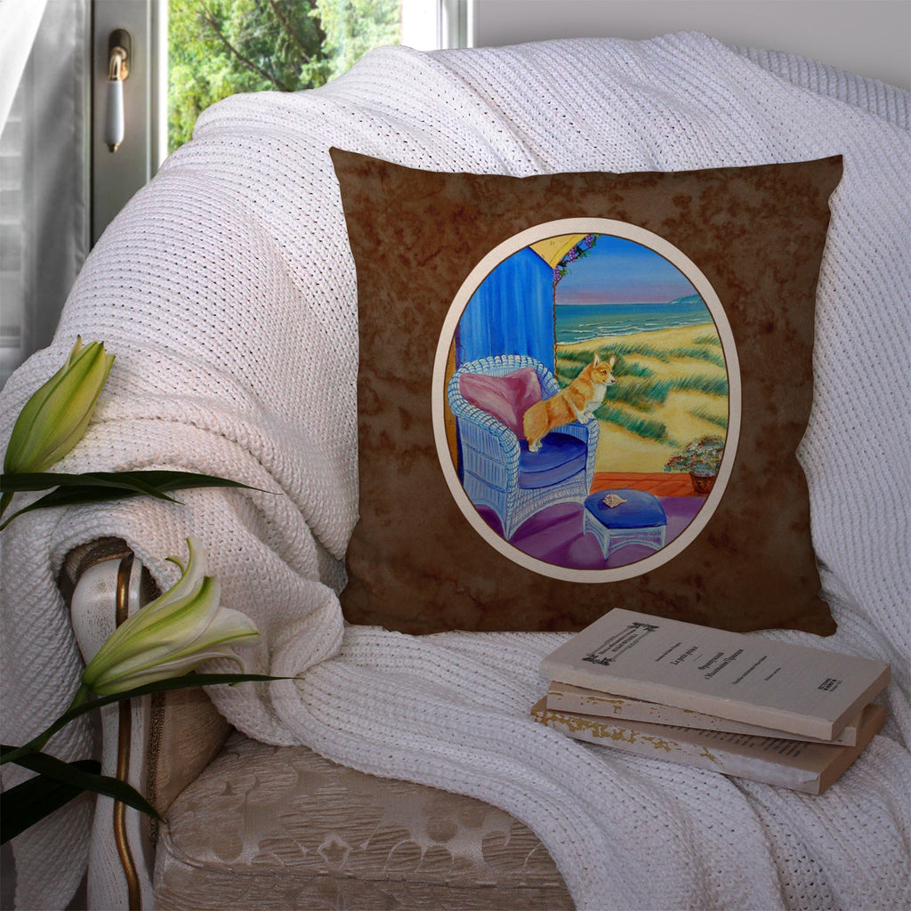 Corgi Decorative Throw Pillow 14x14 Indoor Outdoor Accent Cushion, Fabric Cover with Insert for Sofa, Bed, Porch & Living Room