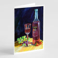 Red Wine Bottle and Glass Greeting Cards Pack of 8 Blank Cards with Envelopes Whimsical A7 Size 5x7