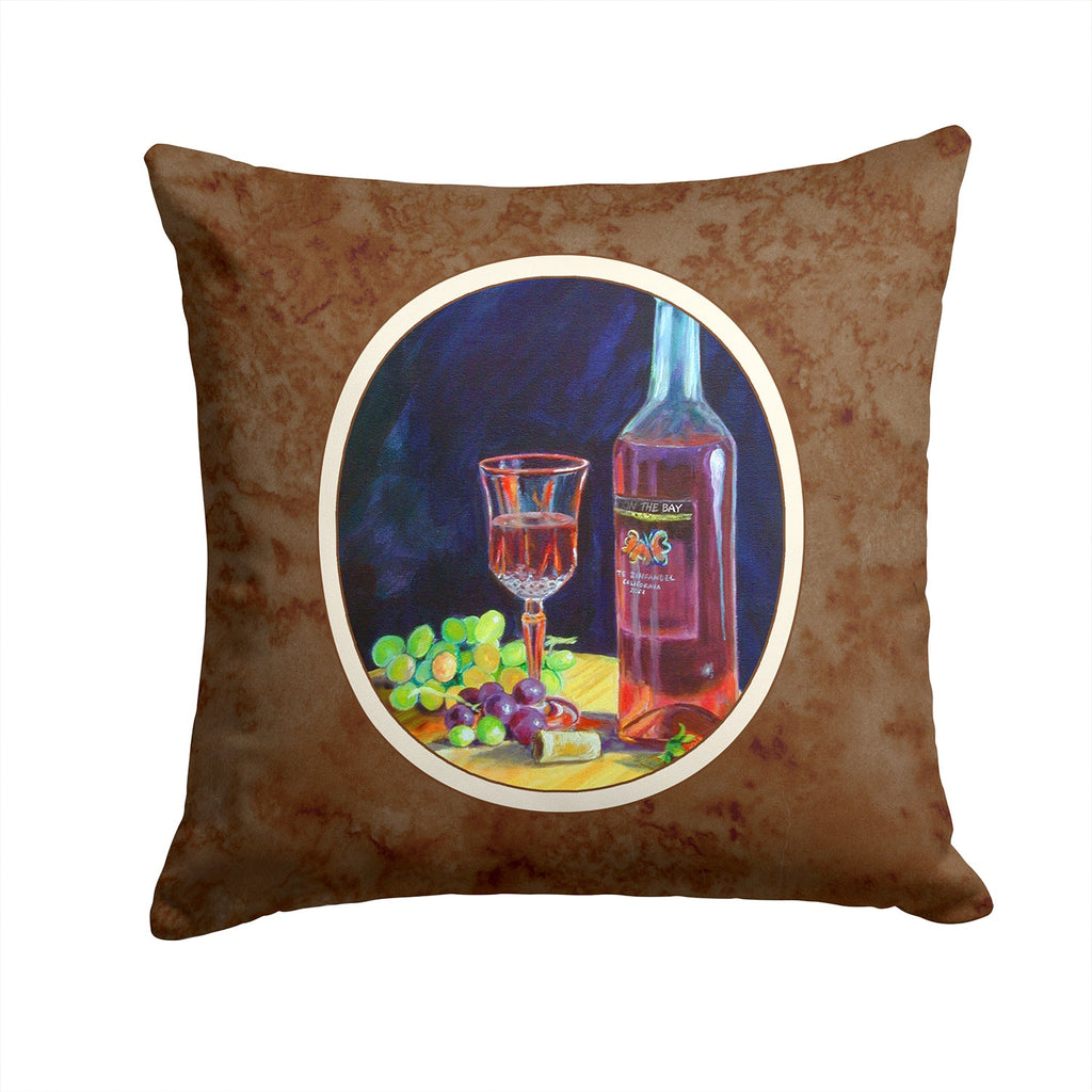 Red Wine Bottle and Glass Decorative Throw Pillow 14x14 Indoor Outdoor Accent Cushion, Fabric Cover with Insert for Sofa, Bed, Porch & Living Room