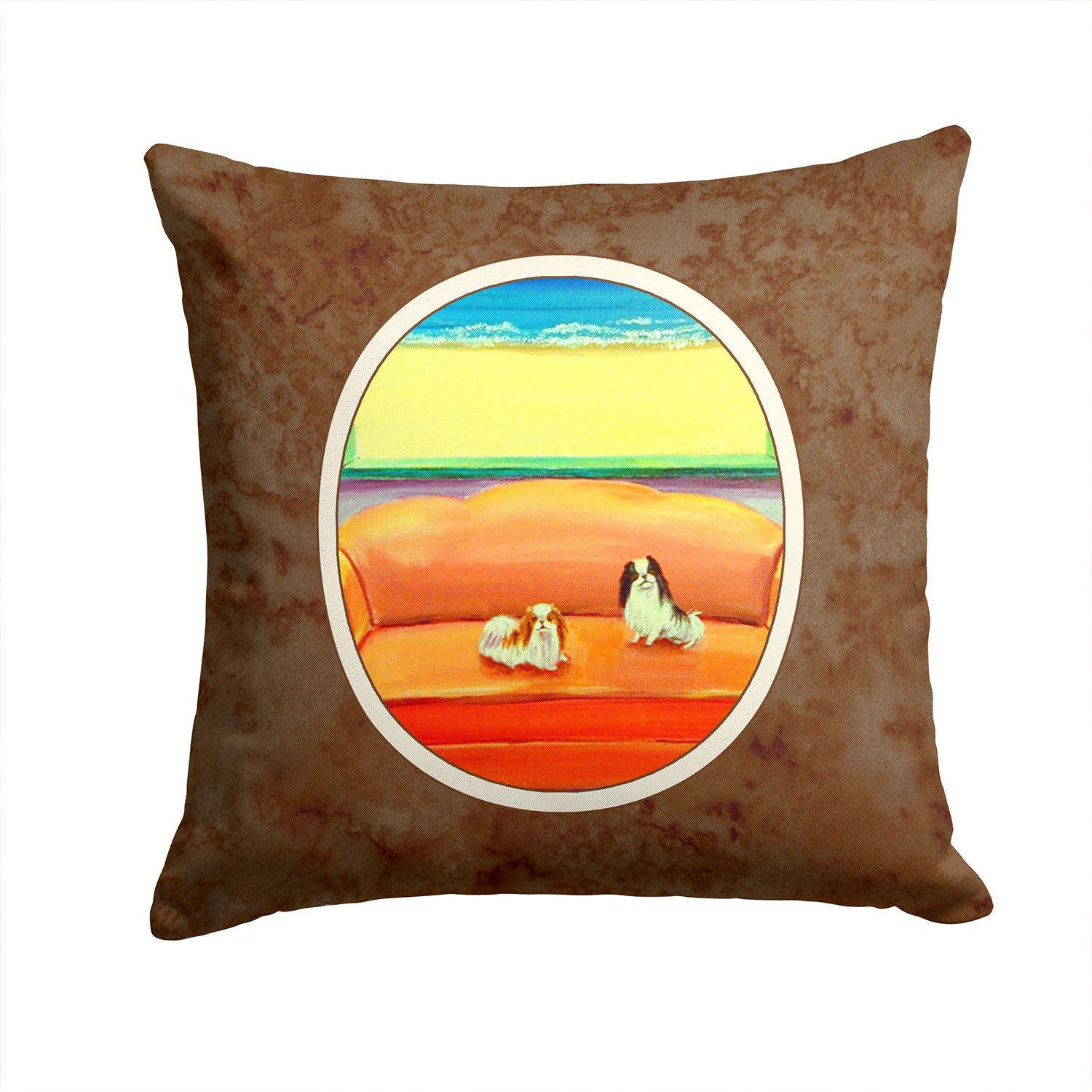 Japanese Chin Couch Sitting Decorative Throw Pillow 14x14 Indoor Outdoor Accent Cushion, Fabric Cover with Insert for Sofa, Bed, Porch & Living Room