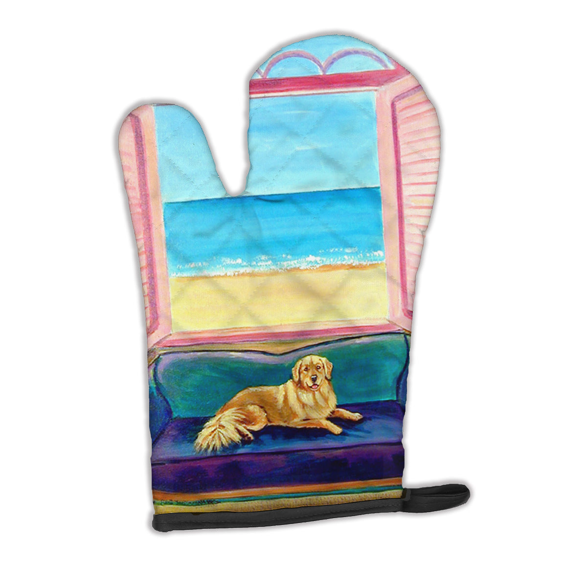 Golden Retriever Couch Sitting Oven Mitt Heat Resistant Thick Oven Mitt for Hot Pans and Oven, Kitchen Mitt Protect Hands, Cooking Baking Glove