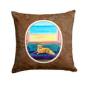 Golden Retriever Couch Sitting Decorative Throw Pillow 14x14 Indoor Outdoor Accent Cushion, Fabric Cover with Insert for Sofa, Bed, Porch & Living Room