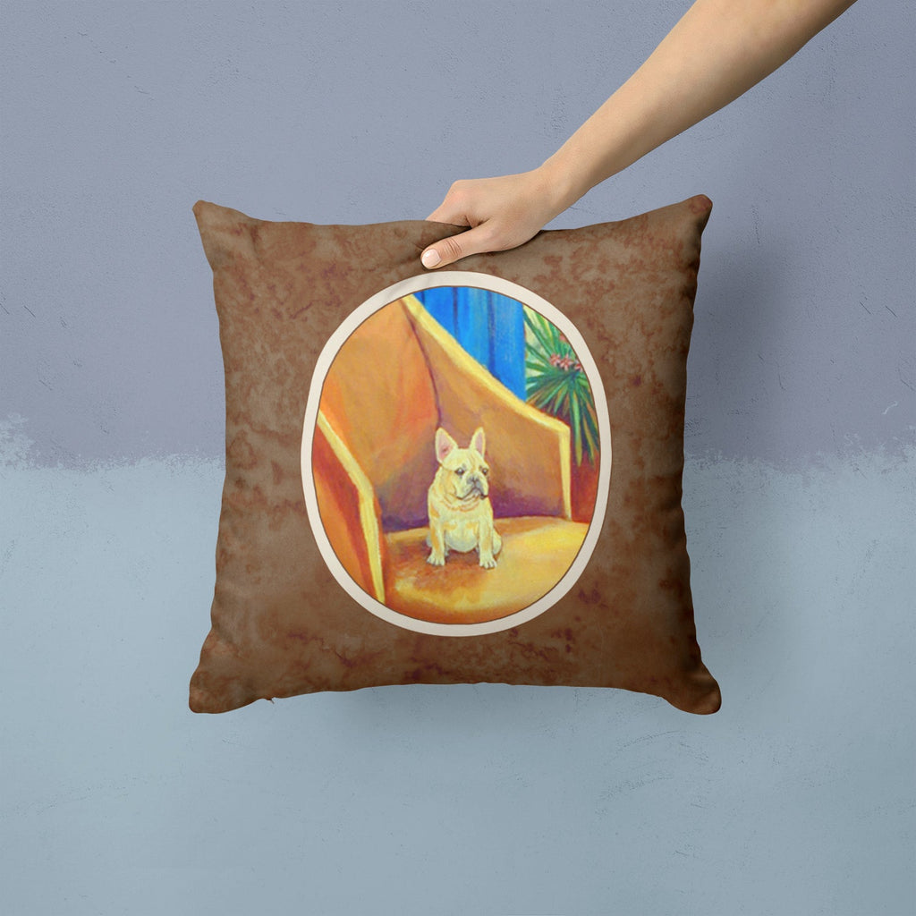 French Bulldog Couch Sitting Decorative Throw Pillow 14x14 Indoor Outdoor Accent Cushion, Fabric Cover with Insert for Sofa, Bed, Porch & Living Room