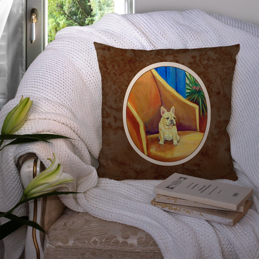 French Bulldog Couch Sitting Decorative Throw Pillow 14x14 Indoor Outdoor Accent Cushion, Fabric Cover with Insert for Sofa, Bed, Porch & Living Room