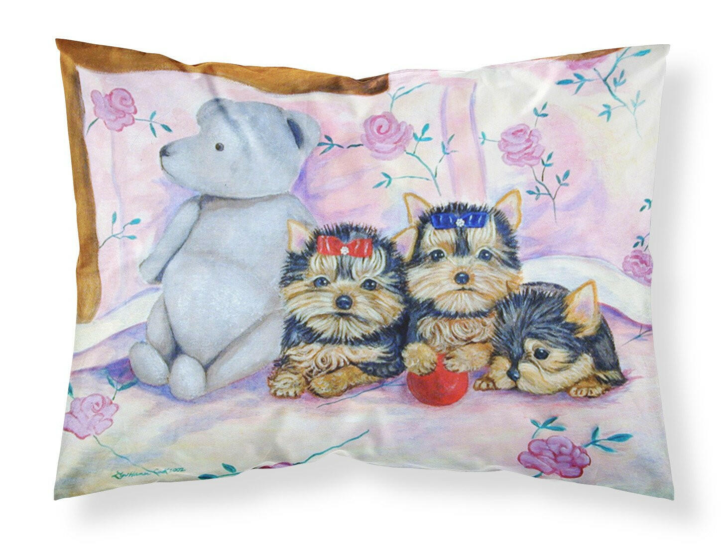 Yorkie Puppies three in a row Standard Pillowcase Lightweight Super Soft Easy Care Decorative Artwork Pillowcase, Standard