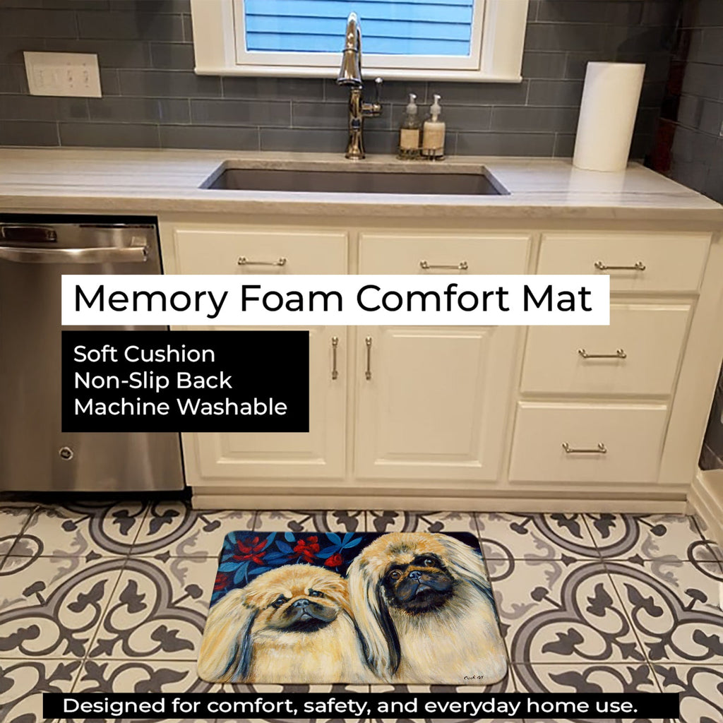 What a pair of Pekingese Memory Foam Kitchen Mat Machine Washable Anti-Fatigue Cushion Comfort Bath or Kitchen Rug