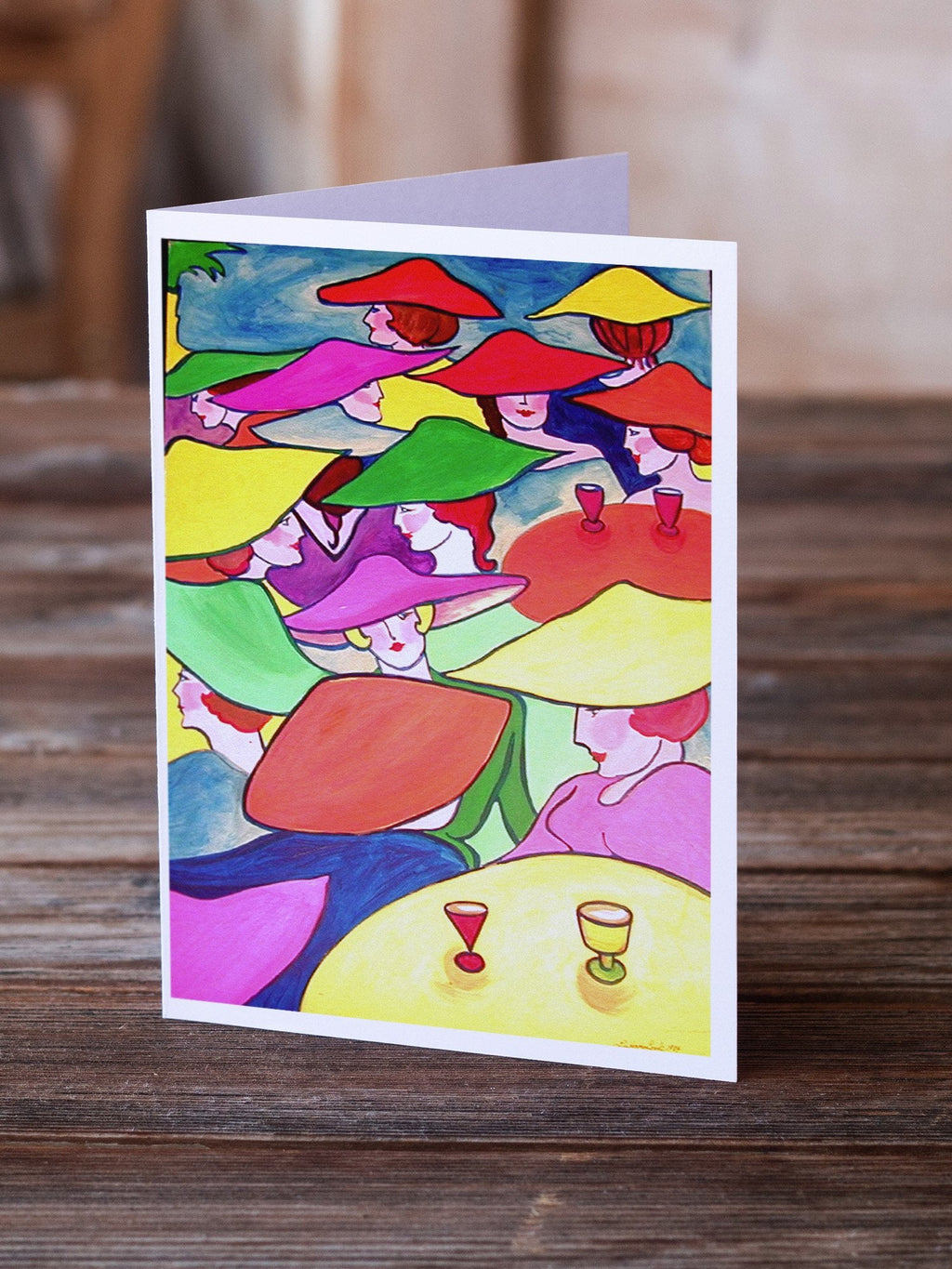 Women in Hats Greeting Cards Pack of 8 Blank Cards with Envelopes Whimsical A7 Size 5x7