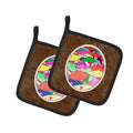 Women in Hats Pot Holder Set of 2 Heat Resistant Quilted Hot Pads 7.5 x 7.5 Inch, Insulated Kitchen Trivets for Cooking & Baking