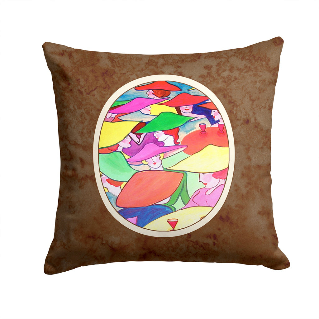 Women in Hats Decorative Throw Pillow 14x14 Indoor Outdoor Accent Cushion, Fabric Cover with Insert for Sofa, Bed, Porch & Living Room