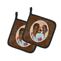 Papillon Rose Pot Holder Set of 2 Heat Resistant Quilted Hot Pads 7.5 x 7.5 Inch, Insulated Kitchen Trivets for Cooking & Baking