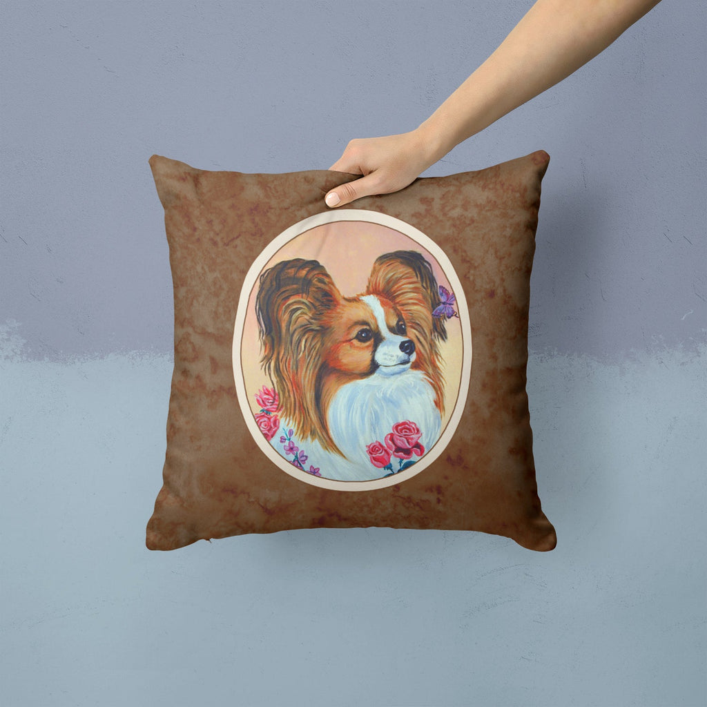 Papillon Rose Decorative Throw Pillow 14x14 Indoor Outdoor Accent Cushion, Fabric Cover with Insert for Sofa, Bed, Porch & Living Room