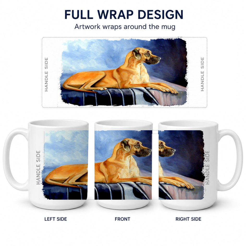 Natural Fawn Great Dane Ceramic Coffee Mug 15 oz Decorative Large C Handle Mug Cup for Tea, Cocoa Hot Chocolate
