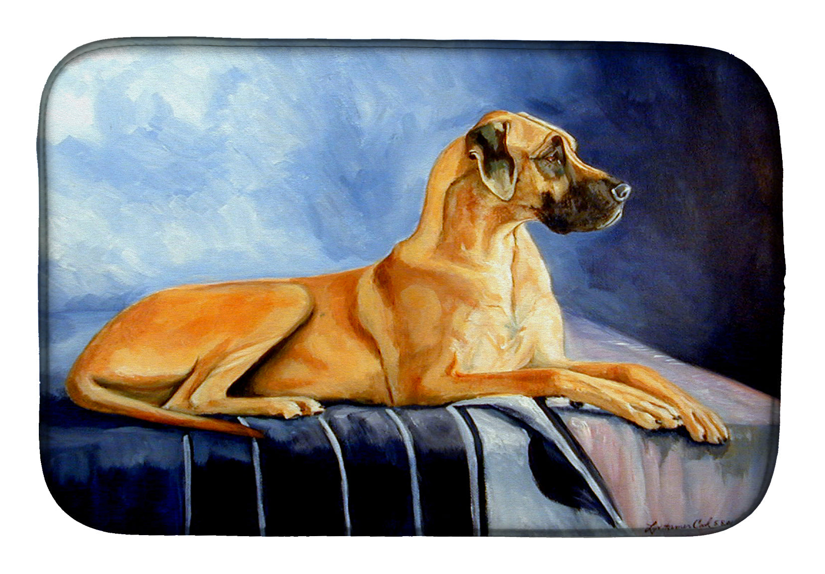 Natural Fawn Great Dane Dish Drying Mat Absorbent Dish Drying Mat Pad for Kitchen Counter Dish Drainer Mat for Countertop, 14 x 21", Multicolor