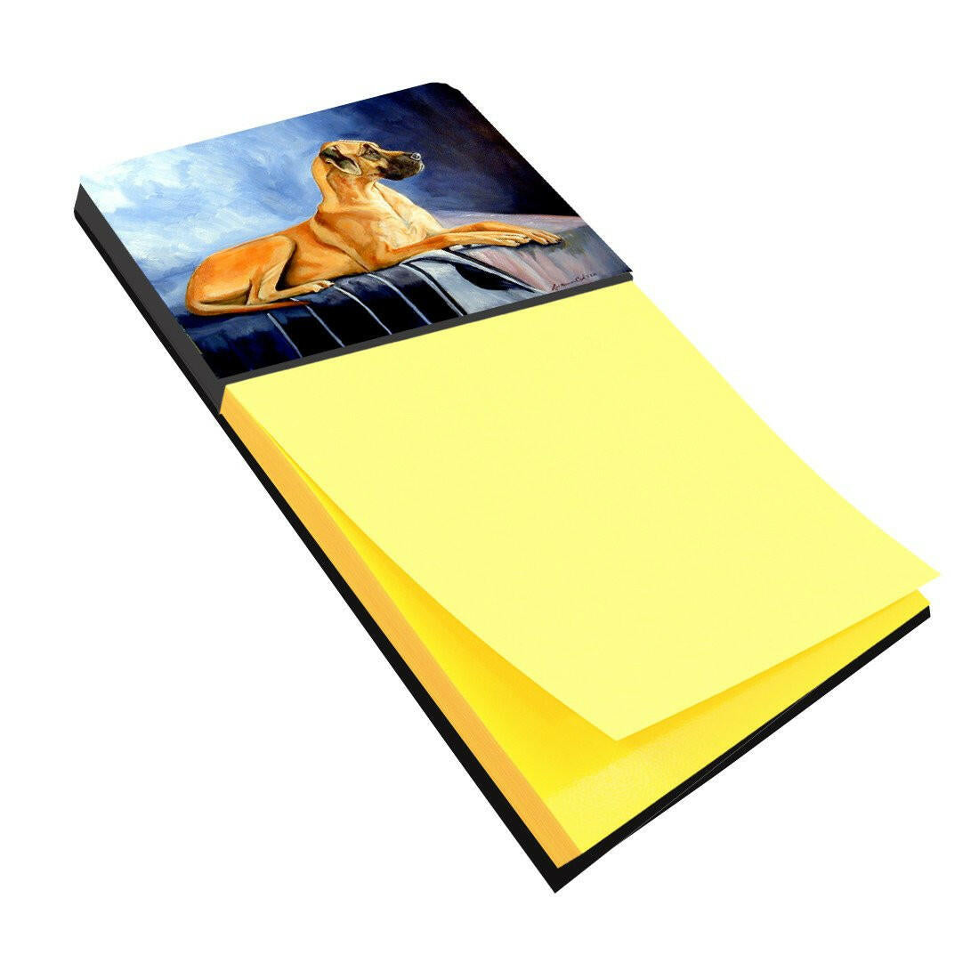 Natural Fawn Great Dane Watercolor Sticky Note Holder Refillable Dispenser Desk Accessory 3x3 Pad Gift