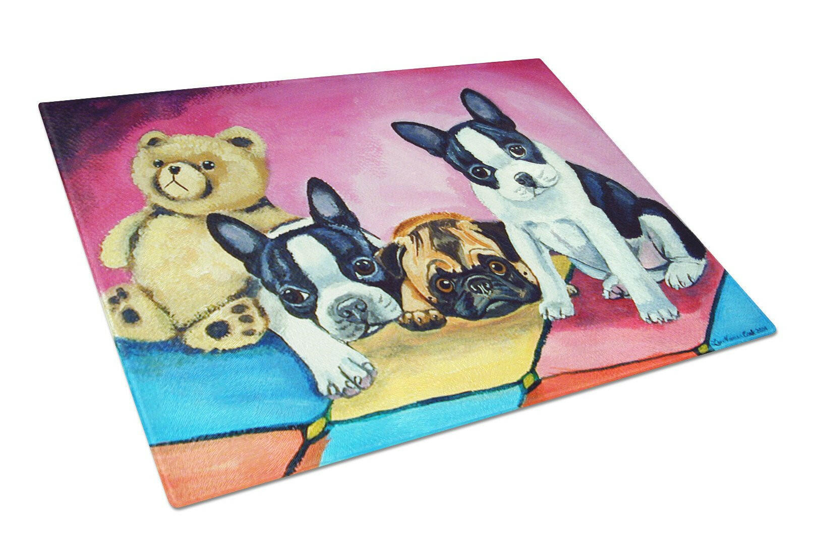 Multiple Breeds Cutting Board Tempered Glass Kitchen Cutting Surface, Heat Resistant Chopping, Non-Slip Feet, Food Prep & Serving