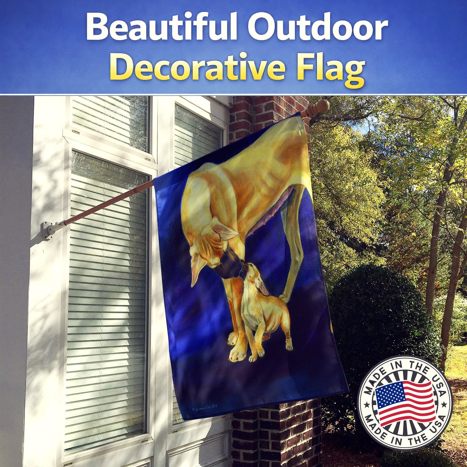 Great Dane and Puppy  House Flag 28x40 Porch Sleeve Pole Decorative Outside Yard Banner Artwork Wall Hanging, Polyester