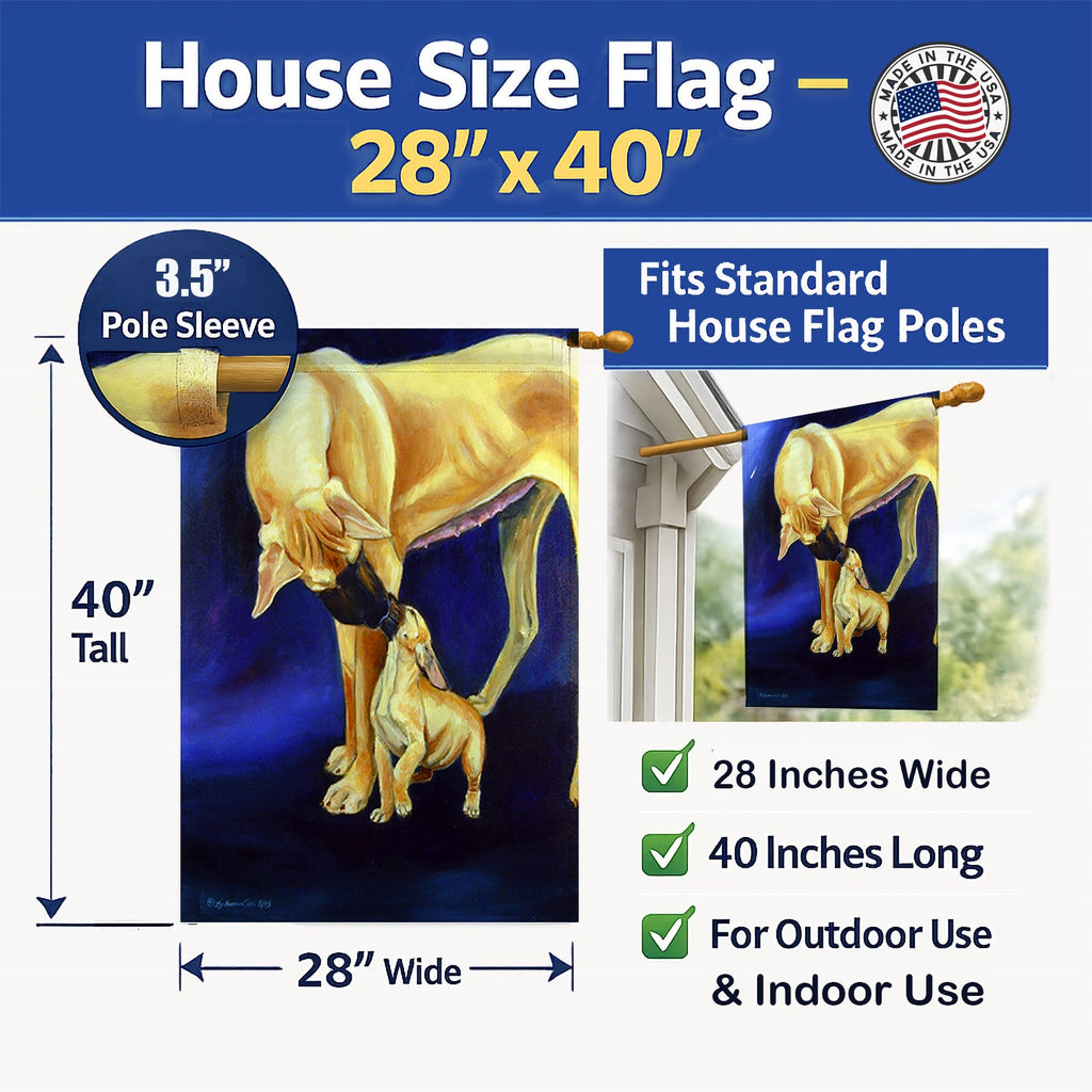 Great Dane and Puppy  House Flag 28x40 Porch Sleeve Pole Decorative Outside Yard Banner Artwork Wall Hanging, Polyester