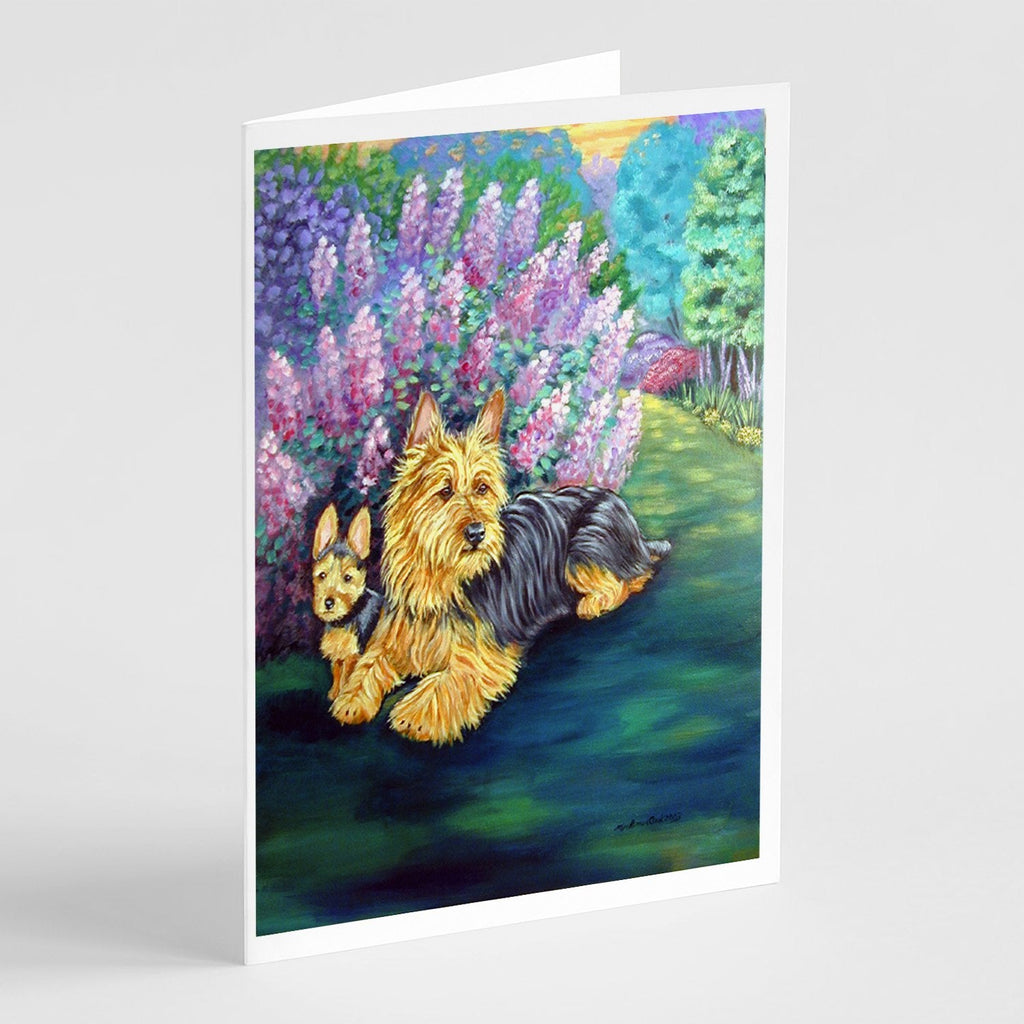 Australian Terrier and Puppy Greeting Cards Pack of 8 Blank Cards with Envelopes Whimsical A7 Size 5x7