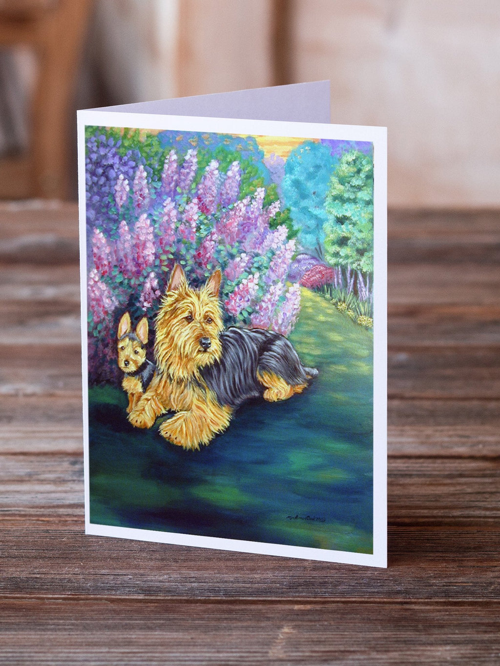 Australian Terrier and Puppy Greeting Cards Pack of 8 Blank Cards with Envelopes Whimsical A7 Size 5x7
