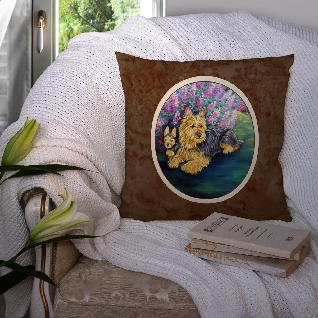 Australian Terrier and Puppy Decorative Throw Pillow 14x14 Indoor Outdoor Accent Cushion, Fabric Cover with Insert for Sofa, Bed, Porch & Living Room