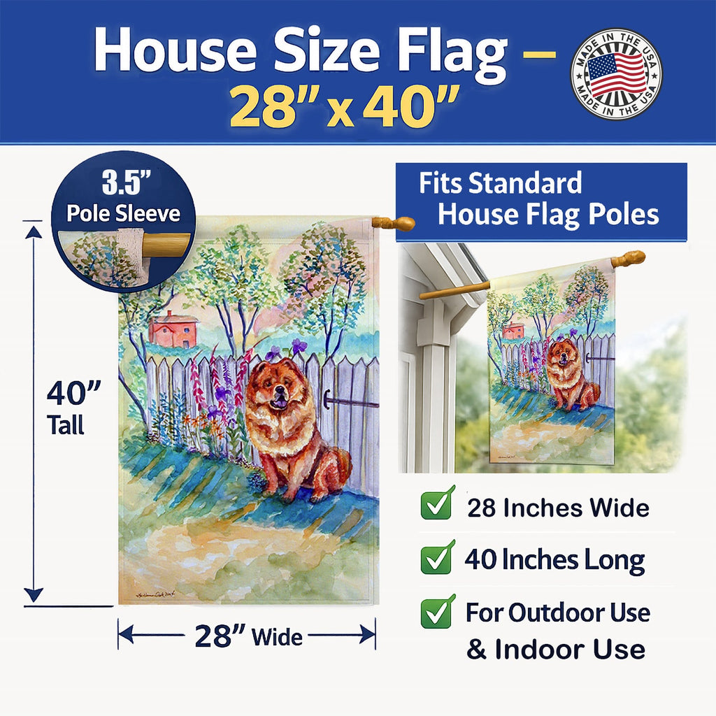 Chow Chow House Flag 28x40 Porch Sleeve Pole Decorative Outside Yard Banner Artwork Wall Hanging, Polyester