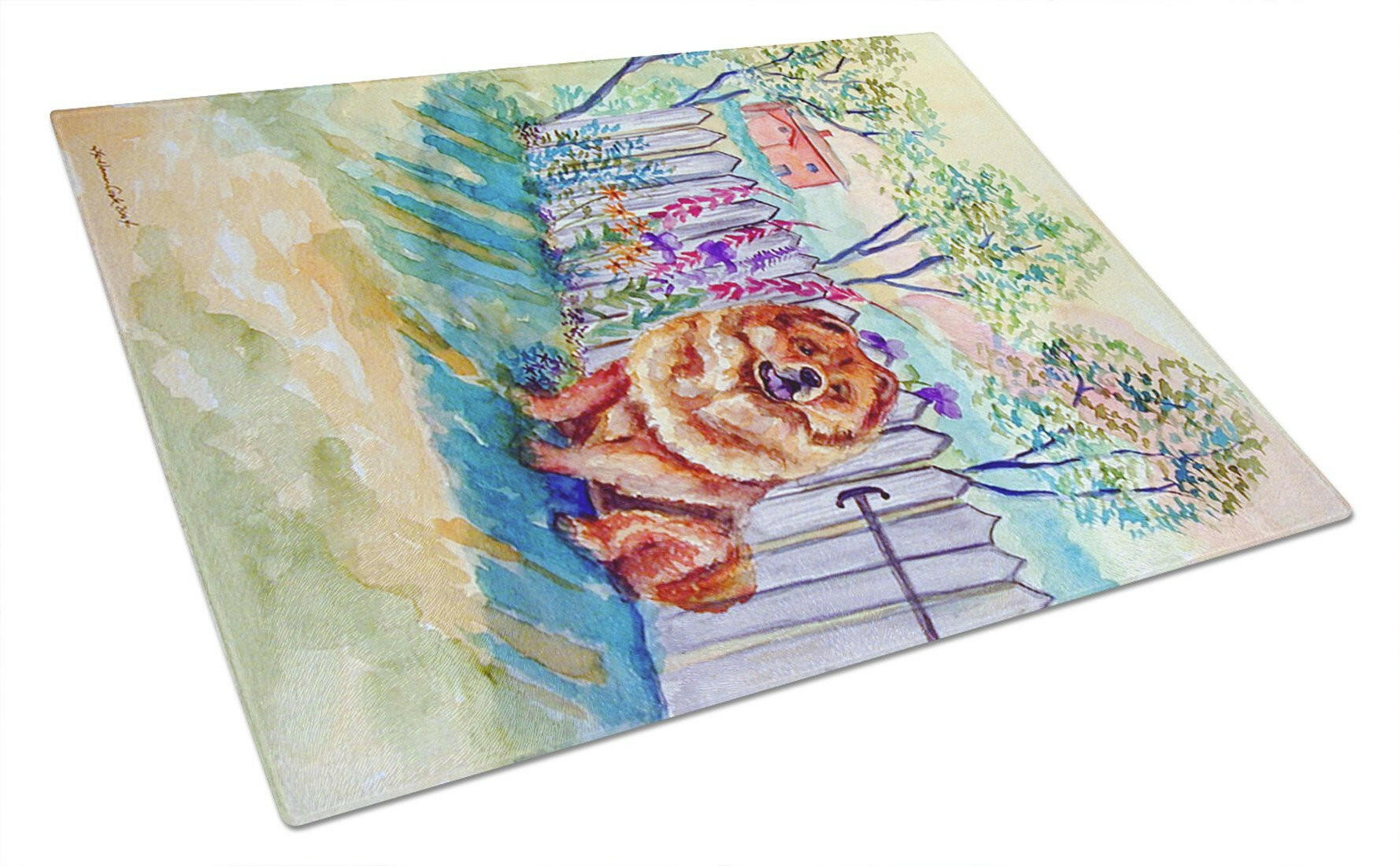 Chow Chow Cutting Board Tempered Glass Kitchen Cutting Surface, Heat Resistant Chopping, Non-Slip Feet, Food Prep & Serving