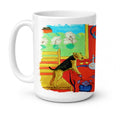 Airedale Terrier with lady in the kitchen Ceramic Coffee Mug 15 oz Decorative Large C Handle Mug Cup for Tea, Cocoa Hot Chocolate