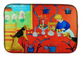 Airedale Terrier with lady in the kitchen Dish Drying Mat Absorbent Dish Drying Mat Pad for Kitchen Counter Dish Drainer Mat for Countertop, 14 x 21", Multicolor