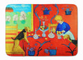 Airedale Terrier with lady in the kitchen Memory Foam Kitchen Mat Machine Washable Anti-Fatigue Cushion Comfort Bath or Kitchen Rug