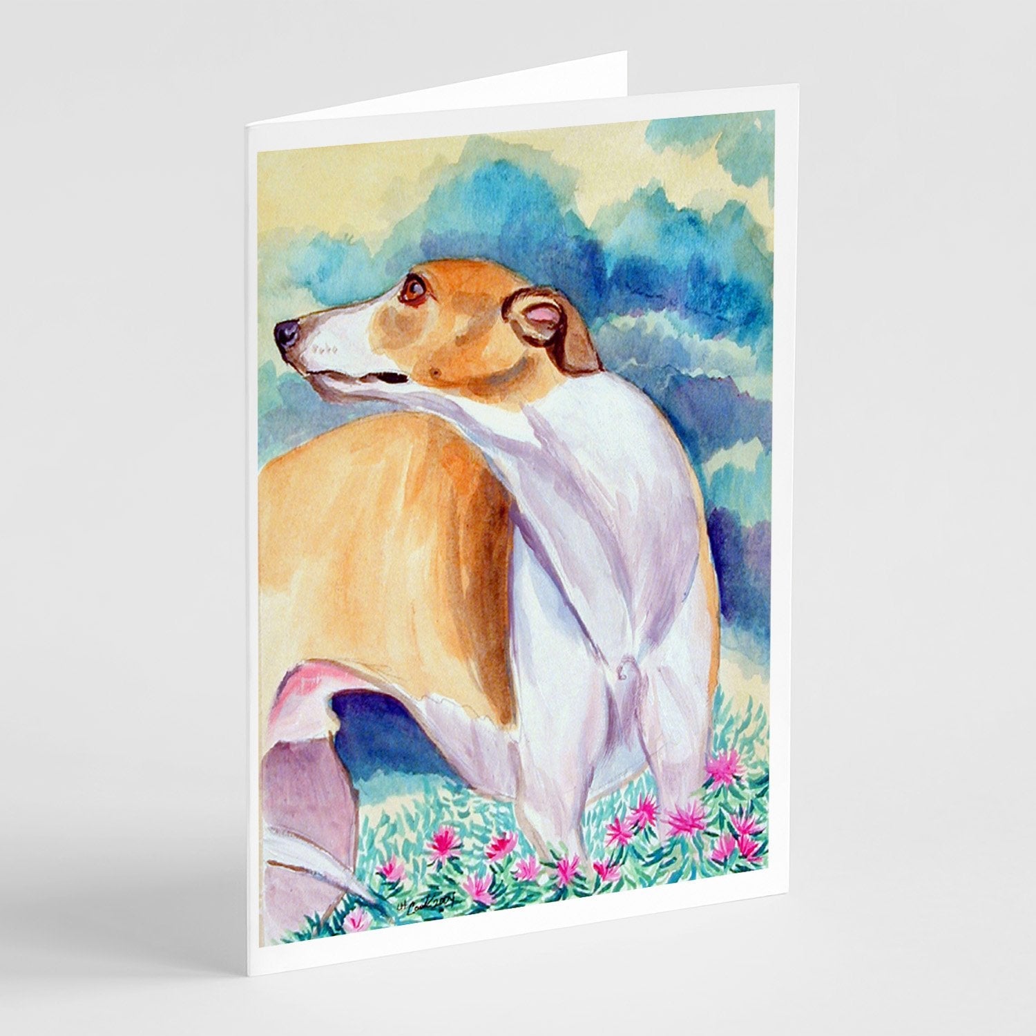 Whippet Greeting Cards Pack of 8 Blank Cards with Envelopes Whimsical A7 Size 5x7