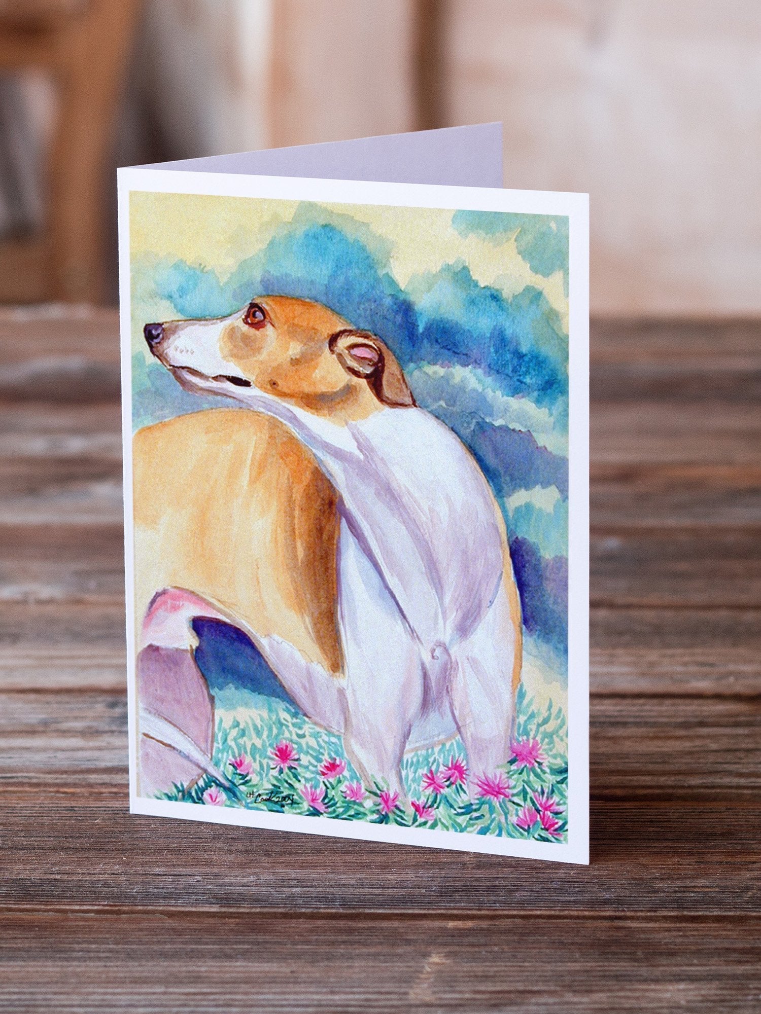 Whippet Greeting Cards Pack of 8 Blank Cards with Envelopes Whimsical A7 Size 5x7
